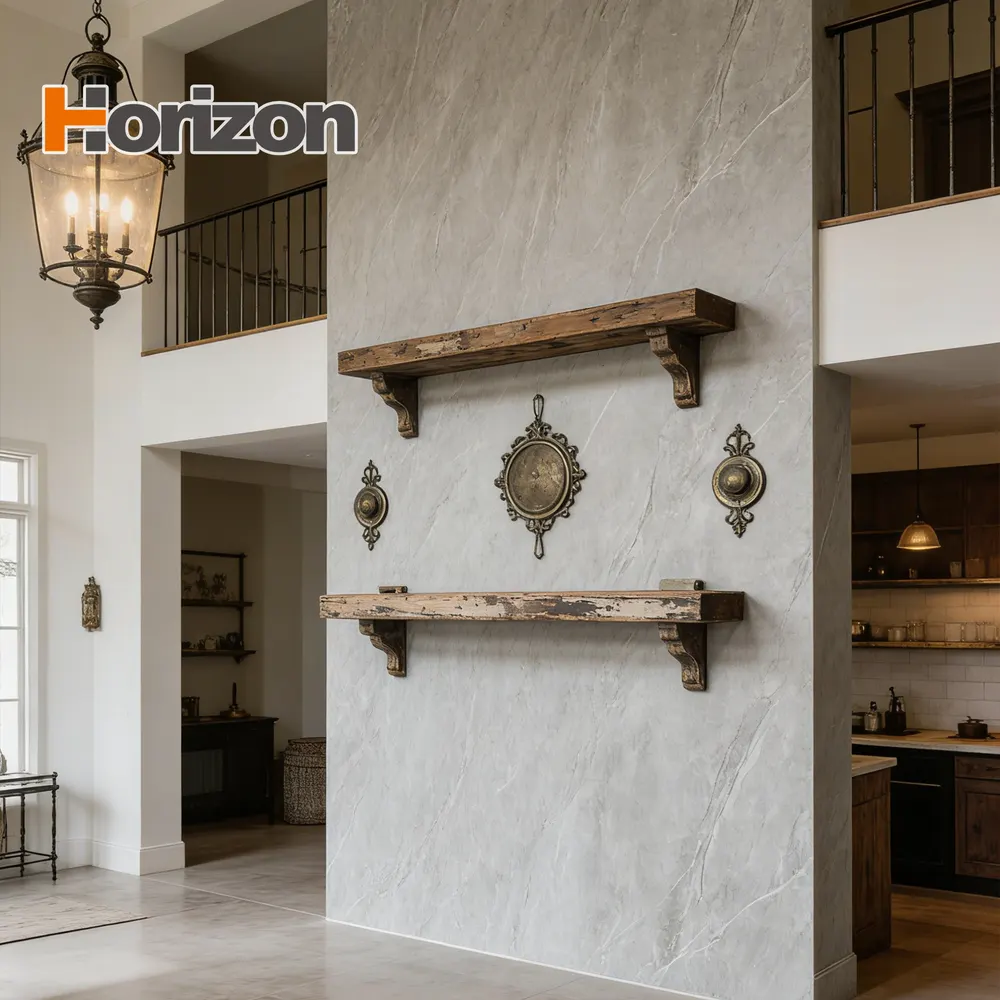 Wood-Look Glossy Sintered Stone Slab 1600x3200mm