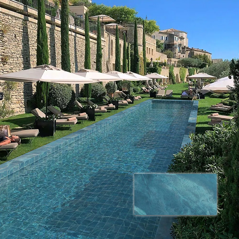 Non-Slip Stone-Look Blue Matte Porcelain Outdoor Tile 300x600mm