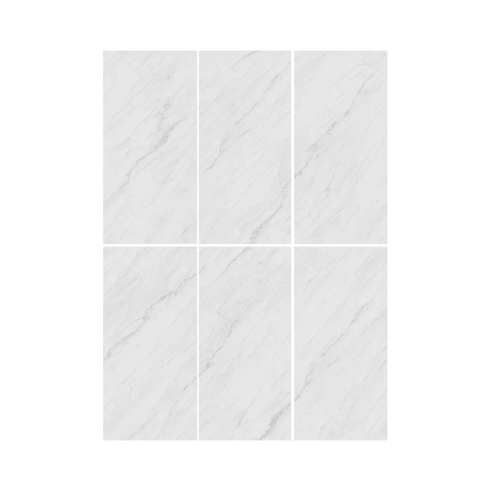 Marble-Look White Glossy Ceramic Floor Tile 900x1800mm