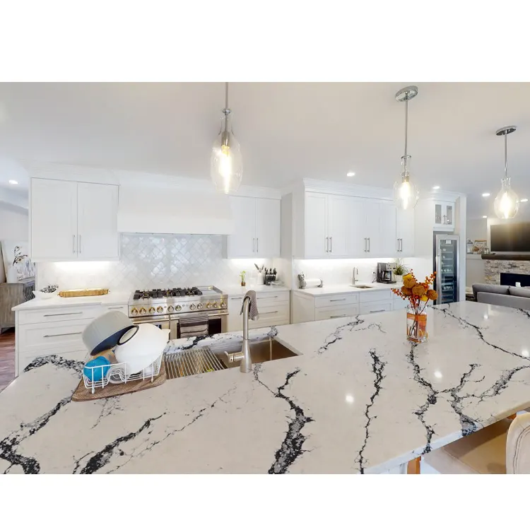 Calacatta White Engineered Quartz Slab 3200x1600mm