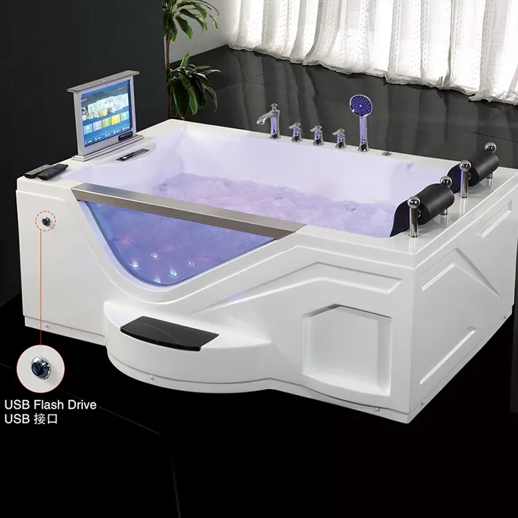 Acrylic Rectangular Whirlpool Massage Bathtub 1.8m