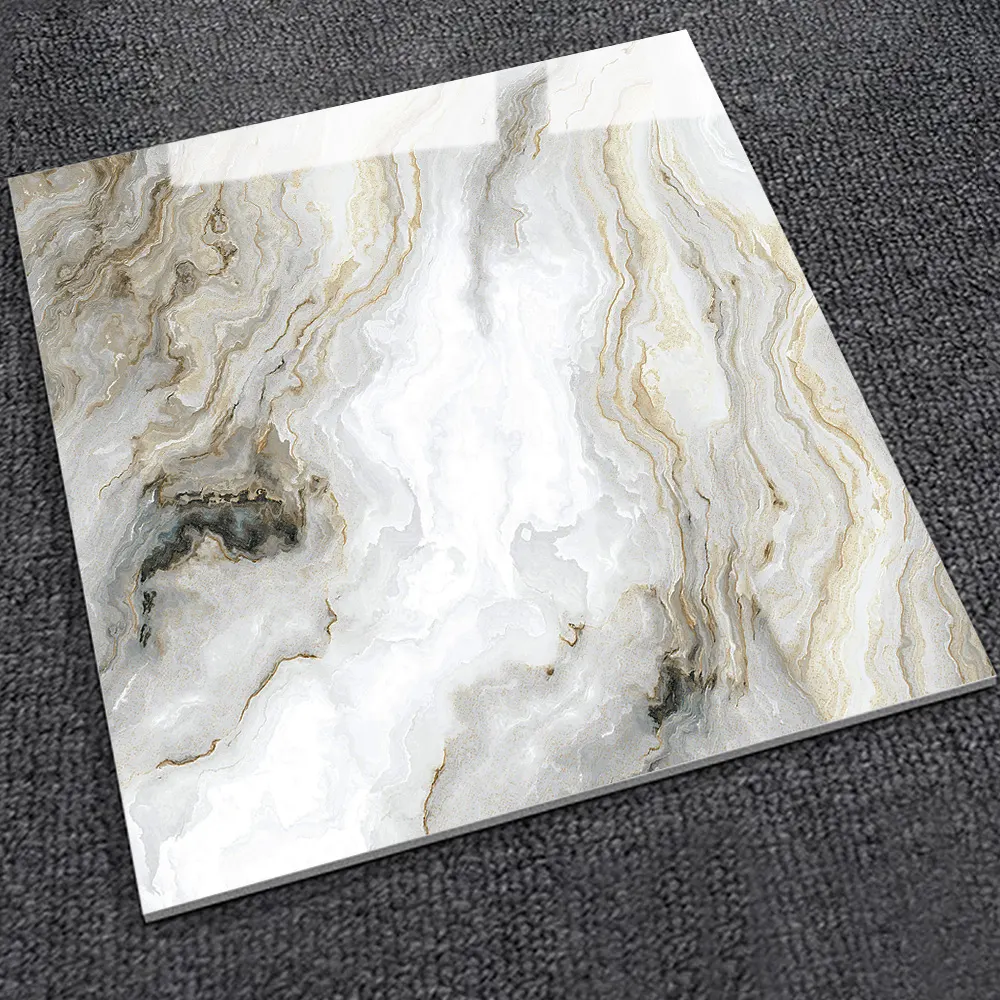 Stone-Look Gold Polished Porcelain Wall Tile 600x600mm