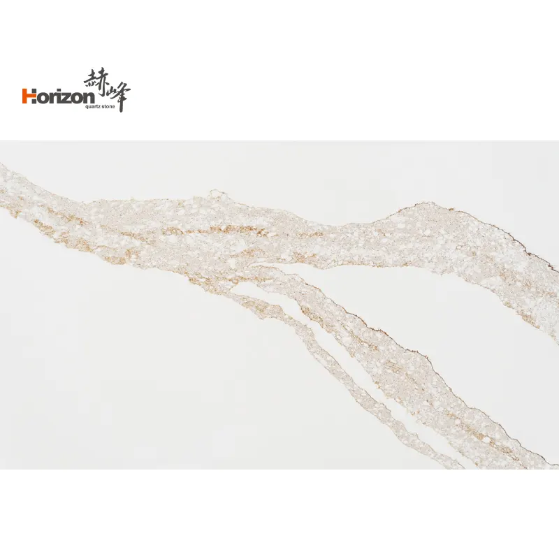 White And Gold Calacatta Engineered Quartz Slab