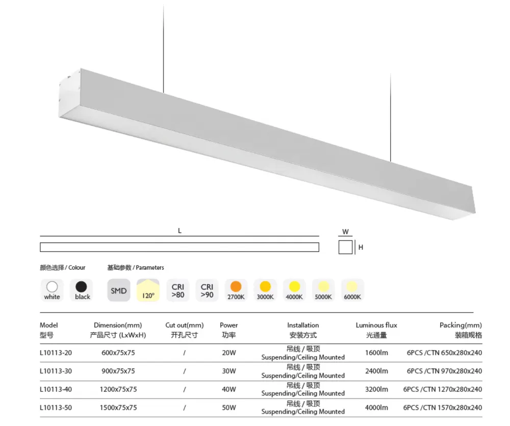 Recessed Aluminum Linear LED Light 20-50W