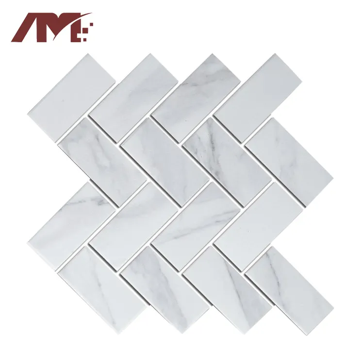 White Hexagonal Glass Mosaic Tile 300x300mm