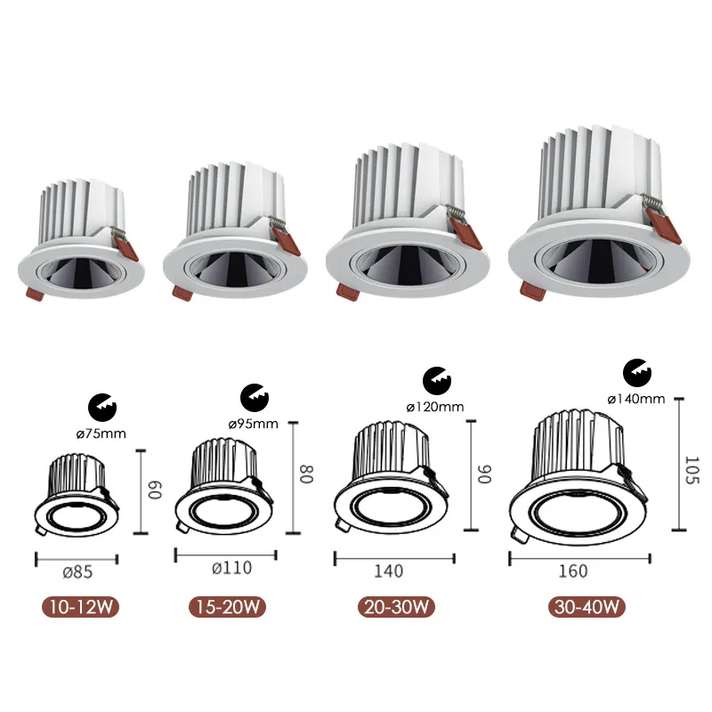 Anti-Glare Adjustable Zigbee Recessed COB LED Downlight 10-30W