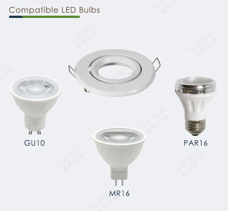Adjustable Recessed Aluminum Downlight Housing Black/White MR16/GU10