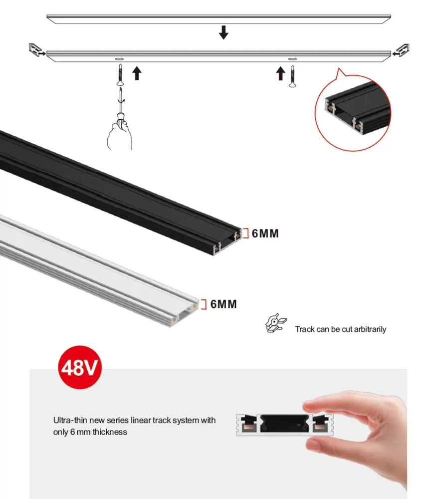 Slim Dimmable Magnetic Track Wall Washer Light 3000K/4000K