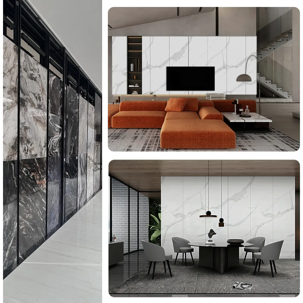 Marble-Look Glossy Sintered Stone Slab 800x2600mm