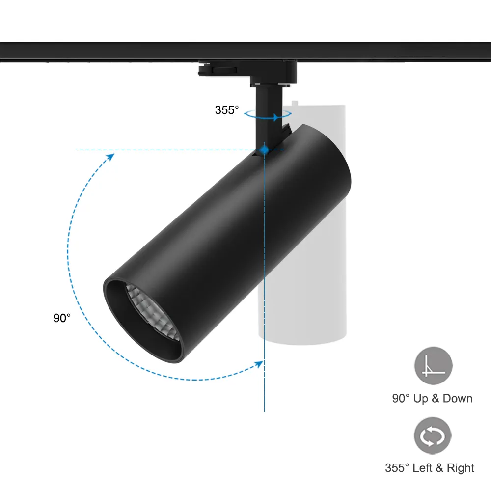 Anti-Glare Aluminum COB LED Track Spotlight Black/White 15-30W