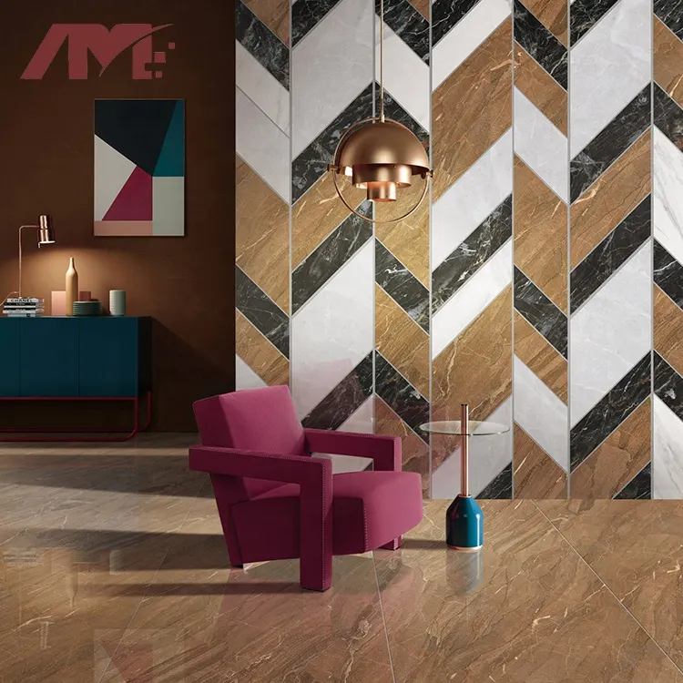 Marble-Look Brown Glazed Porcelain Floor Tile 800x1600mm