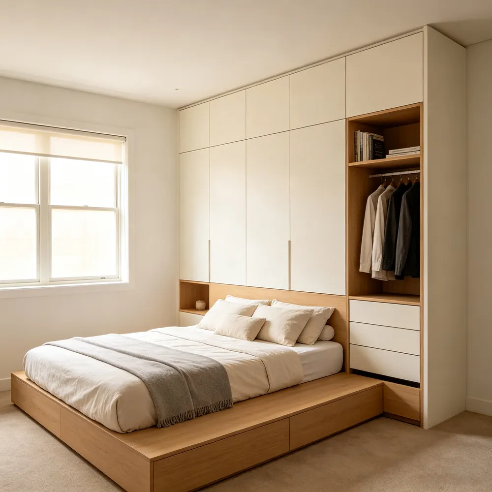 Modern Melamine Bedroom Wardrobe For Clothing Storage