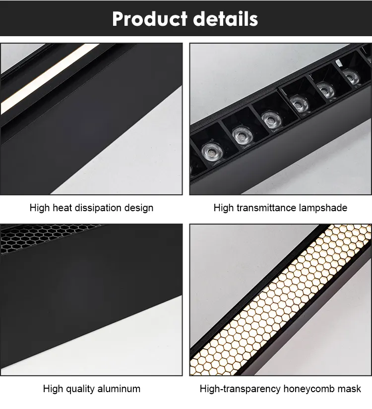 Dimmable Aluminum Linear LED Pendant Light 40W 3000-6000K