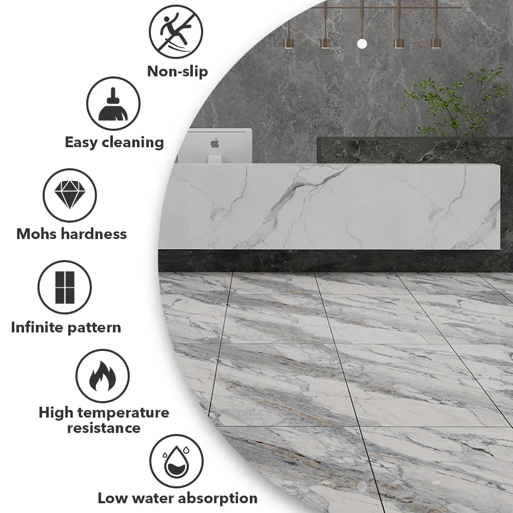 Marble-Look Polished Sintered Stone Slab 600x1200mm