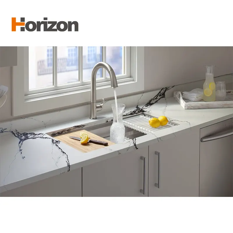 Calacatta White Polished Engineered Quartz Slab 3200x1600mm