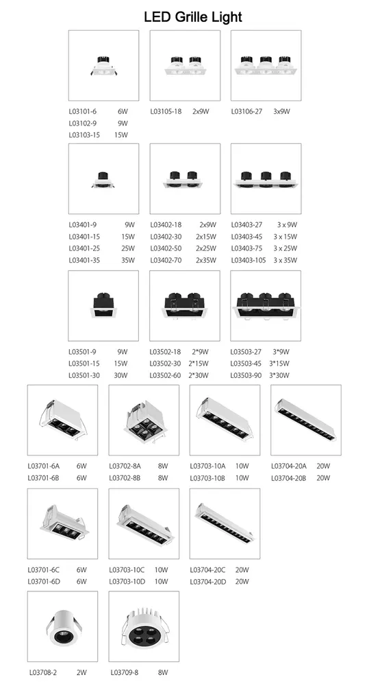 Adjustable Recessed Aluminum LED Grille Spotlight 15/40W
