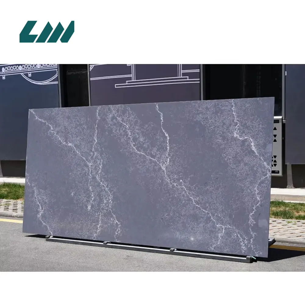 Jade-Look Black Engineered Quartz Slab 3200x1600mm