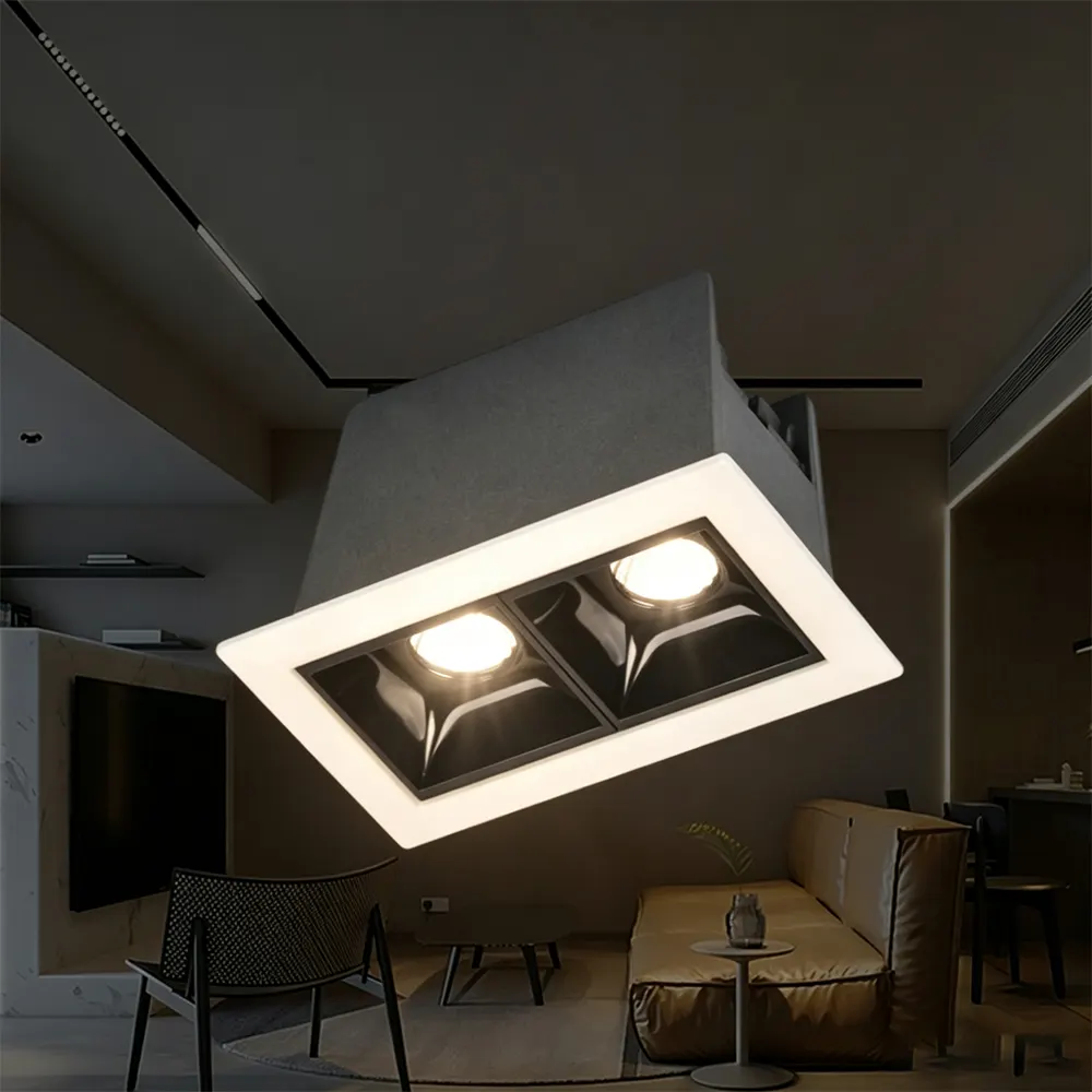 Recessed Square Aluminum LED Grille Spotlight White/Black