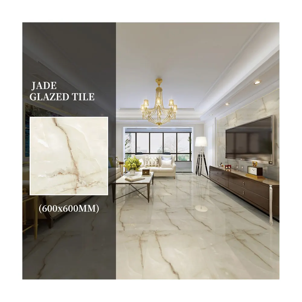 Non-Slip Stone-Look Glossy Porcelain Wall And Floor Tile 600x600mm