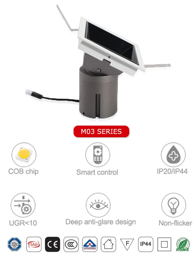 Adjustable Recessed Aluminum LED Downlight Gold 9-40W