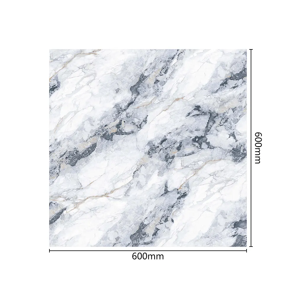 Non-Slip Stone-Look Polished Porcelain Floor Tile 600x600mm