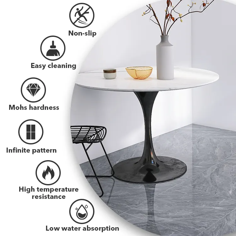 Non-Slip Stone-Look Glossy Porcelain Floor Tile 600x600mm