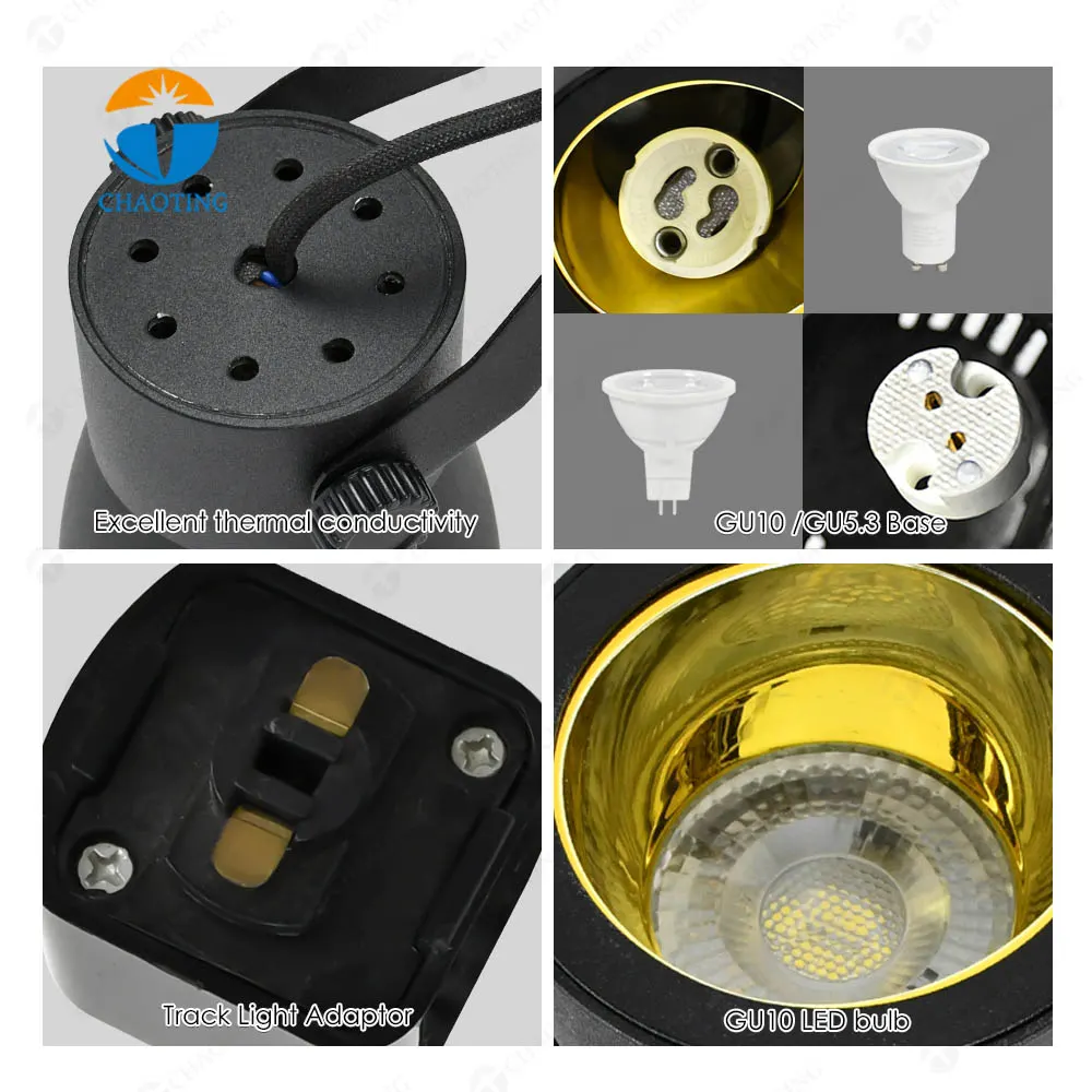 Adjustable Recessed Aluminum Track Spotlight Housing MR16/GU10