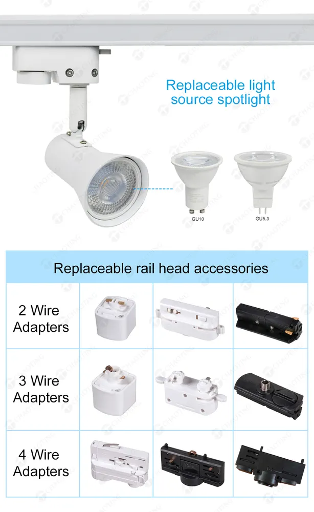 Aluminum Track Spotlight Housing Black/White MR16/GU10