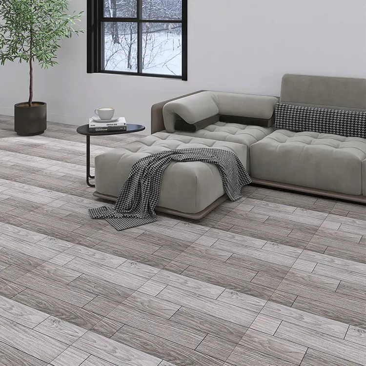 Non-Slip Wood-Look Gray Matte Porcelain Floor Tile 600x600mm
