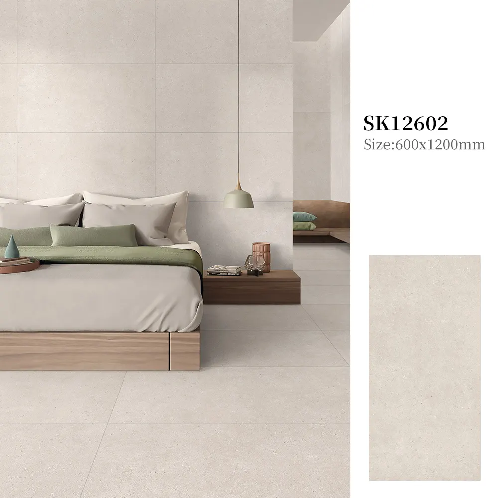 Marble-Look Glazed Ceramic Floor Tile 600x1200mm