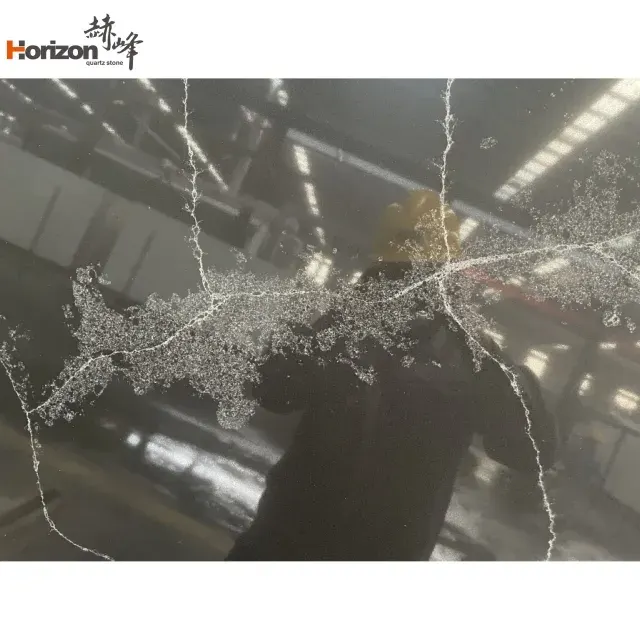 Carrara Black Engineered Quartz Slab 3200x1600mm