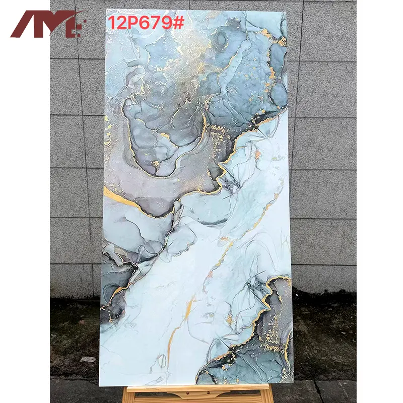 Marble-Look Glossy Porcelain Floor Tile 600x1200mm