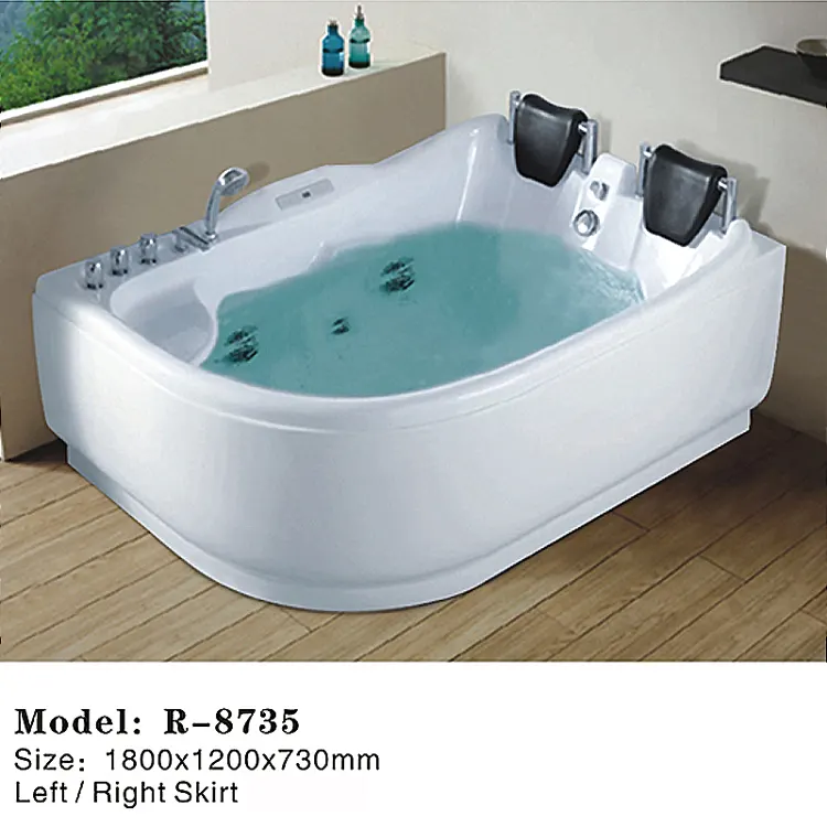 Acrylic Square Whirlpool Massage Bathtub 1.9m
