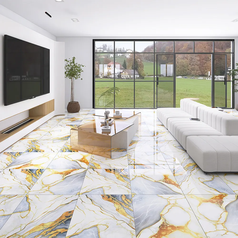 Non-Slip Stone-Look Polished Porcelain Wall Tile 600x600mm