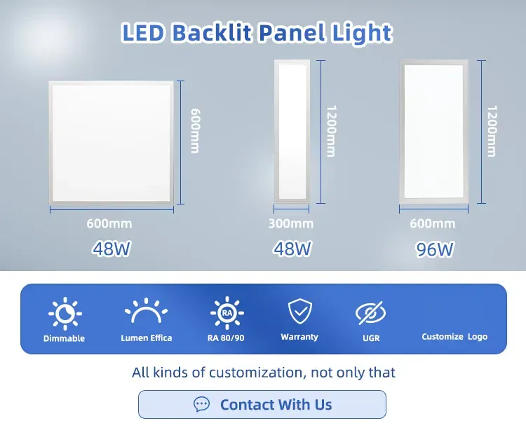 Recessed Aluminum LED Panel Light 595x595/600x600mm/60x60 60W