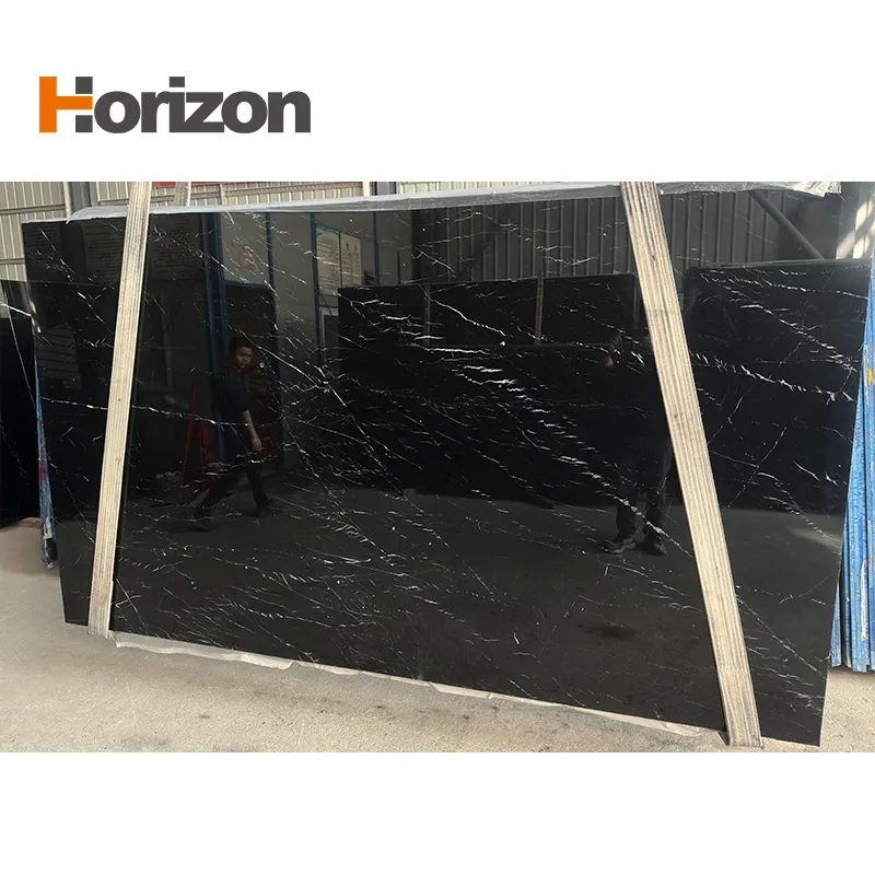 Black Polished Marble Stone Floor Tile