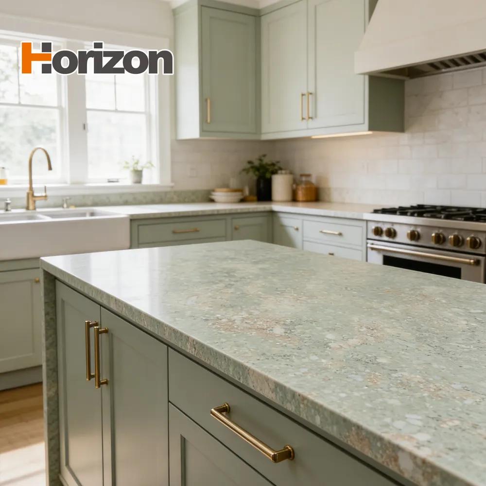 Green Engineered Quartz Slab 3200x1600mm