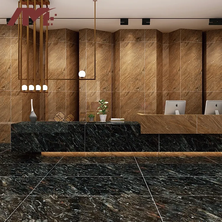 Marble-Look Brown Glazed Porcelain Floor Tile 800x1600mm