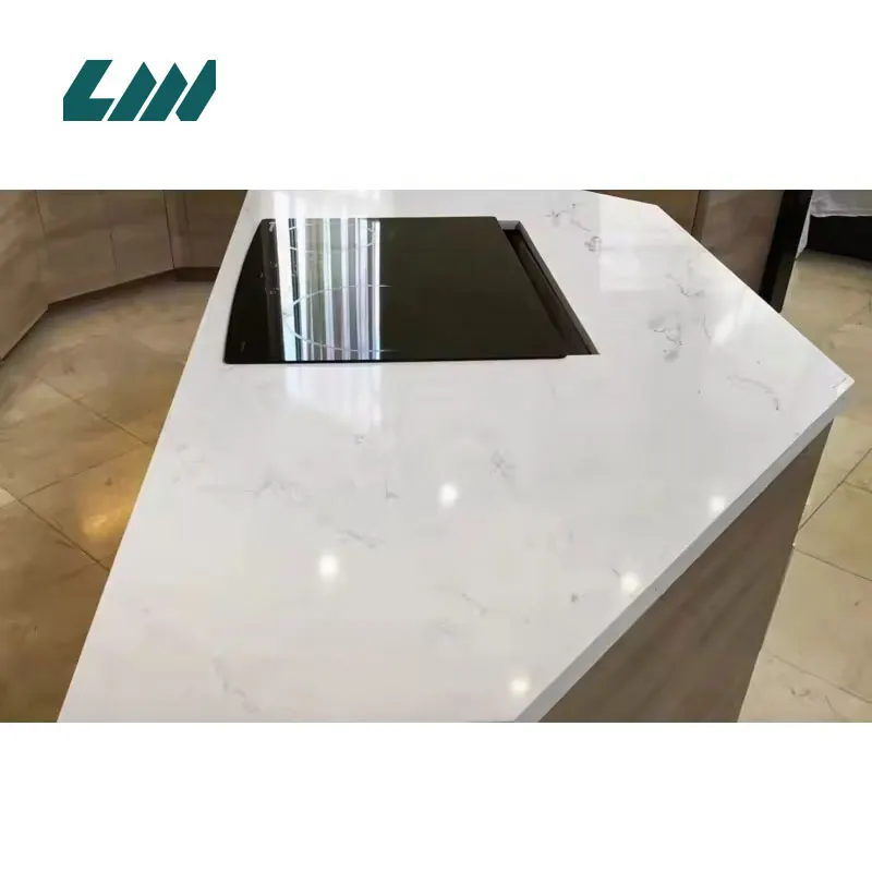 Silica-Free Calacatta White Engineered Quartz Slab 3200x1600mm