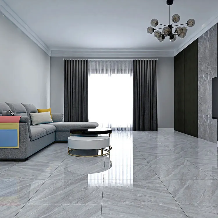 Marble-Look Beige Polished Porcelain Floor Tile 600x600mm