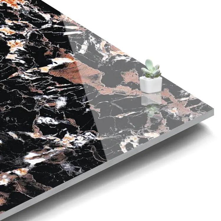 Marble-Look Glossy Porcelain Floor Tile 600x600mm