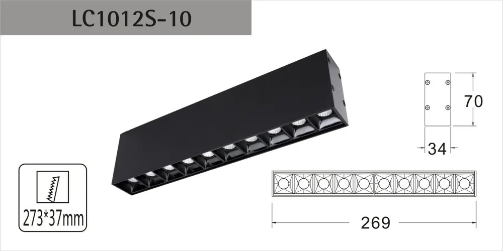 Surface-Mounted Rectangular Aluminum LED Grille Spotlight