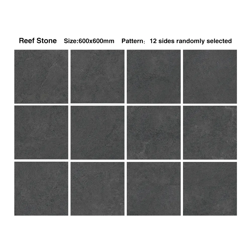 Non-Slip Stone-Look Matte Porcelain Wall and Floor Tile 600x600mm 20mm Thick