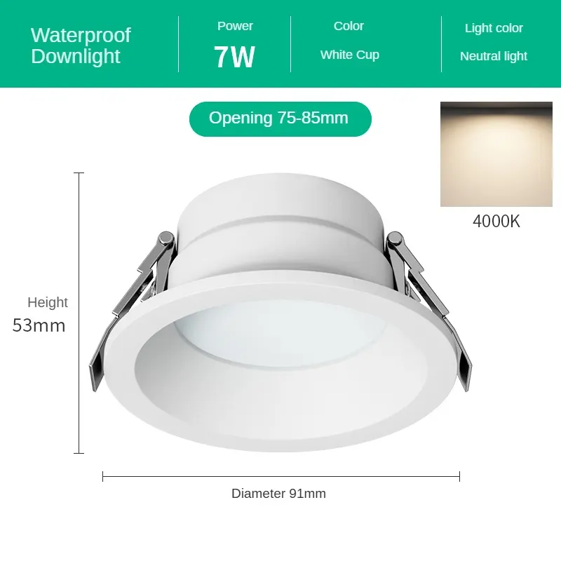 Anti-Glare Recessed Aluminum LED Downlight 5-12W