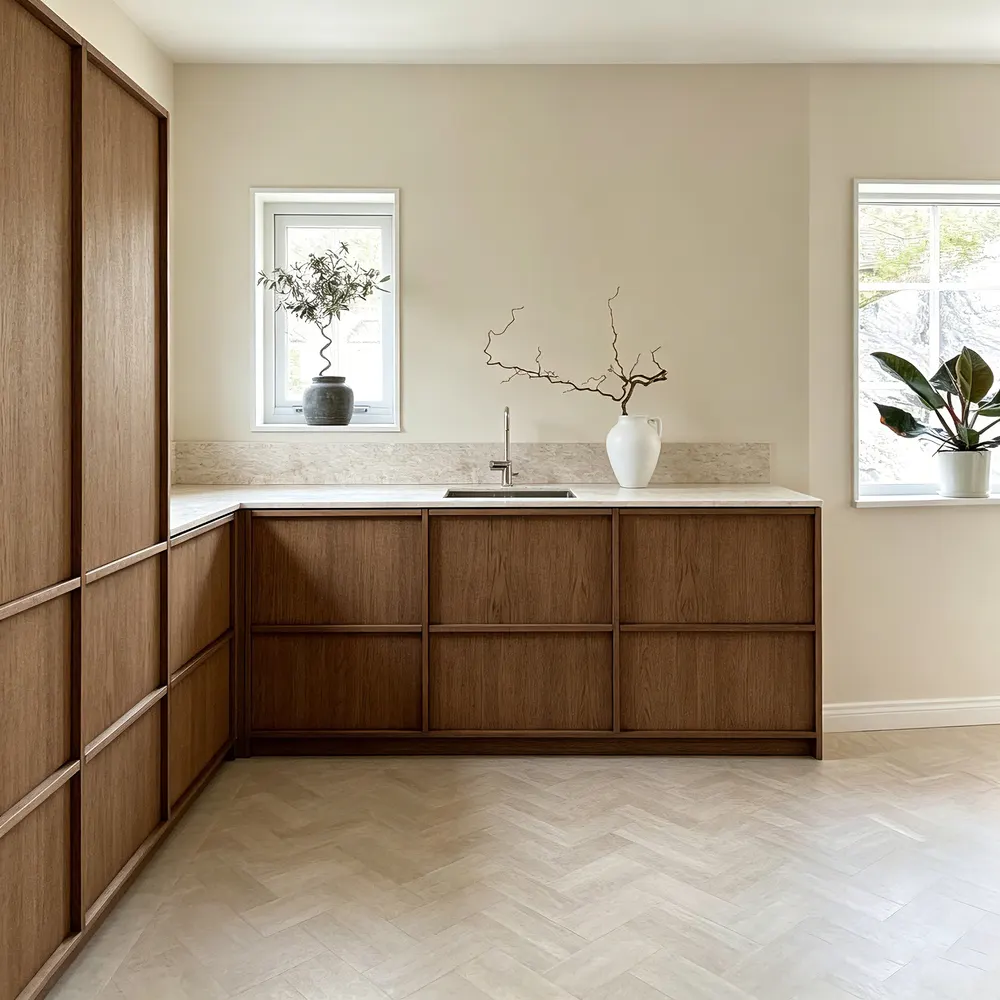 Modern Solid Wood Modular Kitchen Cabinet Set