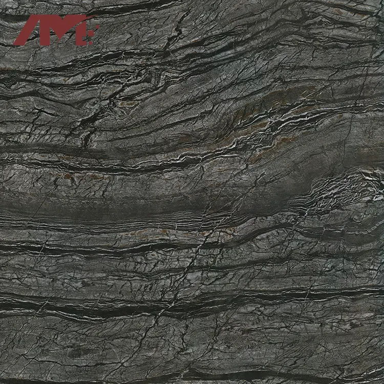 Marble-Look Black Polished Porcelain Floor Tile 800x800mm