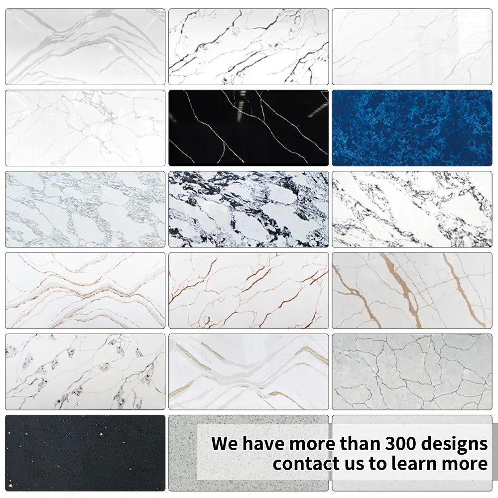 Marble-Look Black Engineered Quartz Slab 3200x1600mm
