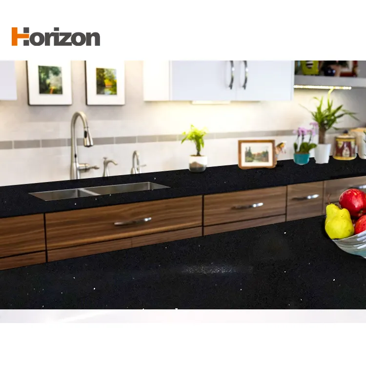 Black Engineered Quartz Slab 3200x1600mm