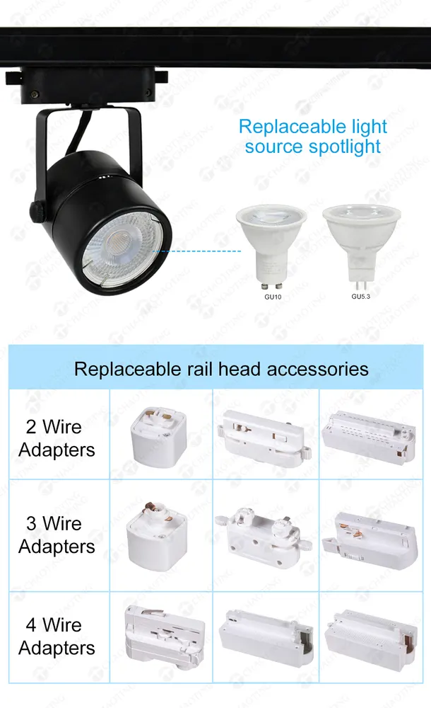Aluminum Track Spotlight Housing GU10/MR16 for 2/3/4-Wire Track