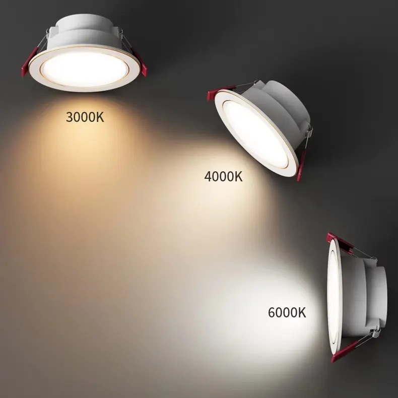 Dimmable Recessed Aluminum LED Downlight 6/7W 3CCT Selectable